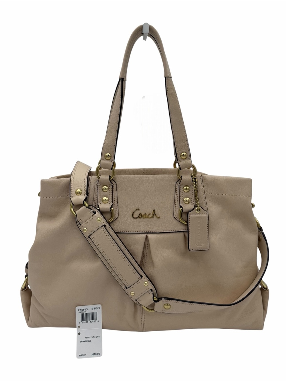 Coach Ashley Leather Carryall Satchel F15513 Bone Pink Lining Nwt